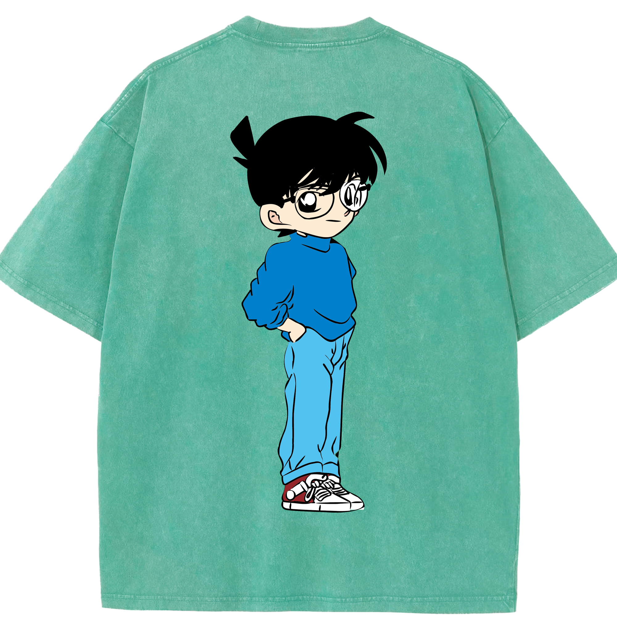 （画像用） 名探偵コナン 江戸川 コナン Detective Conan Conan Edogawa 綿100% ヴィンテージ風 半袖Tシャツ（背面プリント）